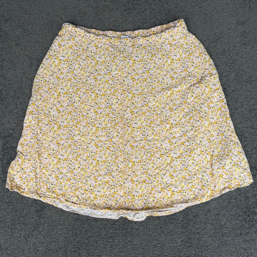 Old‎ Navy Womens Medium Tall Yellow Floral Ditsy Rayon Mini Skirt Elastic Waist